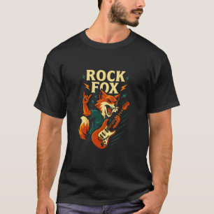 Funny Fox Guitar Rock Music Retro Concert T-Shirt