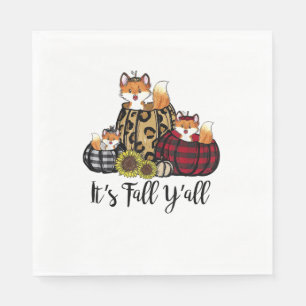 Funny Fox It's Fall Y'all Thanksgiving Animal Love Napkin