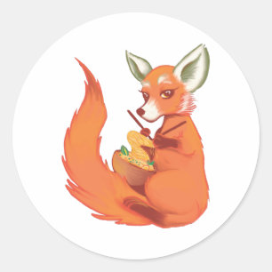Funny Fox Knitter Classic Round Sticker