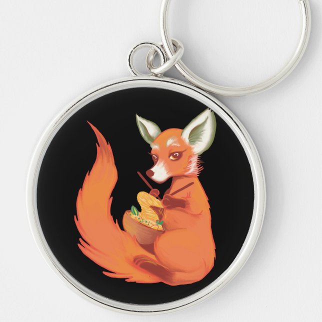 Funny Fox Knitter Key Ring (Front)
