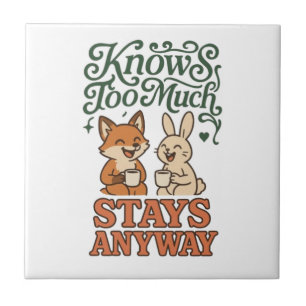 Funny Fox Rabbit Best Friends Ceramic Tile