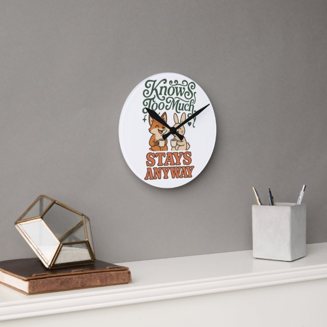  Funny Fox Rabbit Best Friends Round Clock (Office)