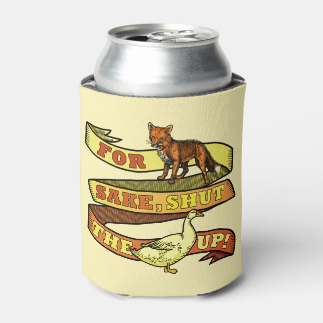 Funny Fox Sake Duck Animal Pun Can Cooler (Can Front)