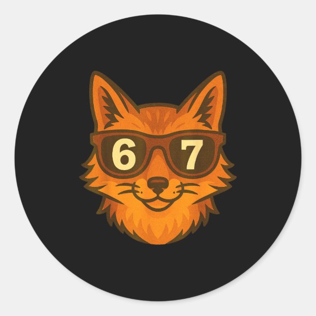Funny Fox Sungles 67 Six Seven Meme  Classic Round Sticker (Front)