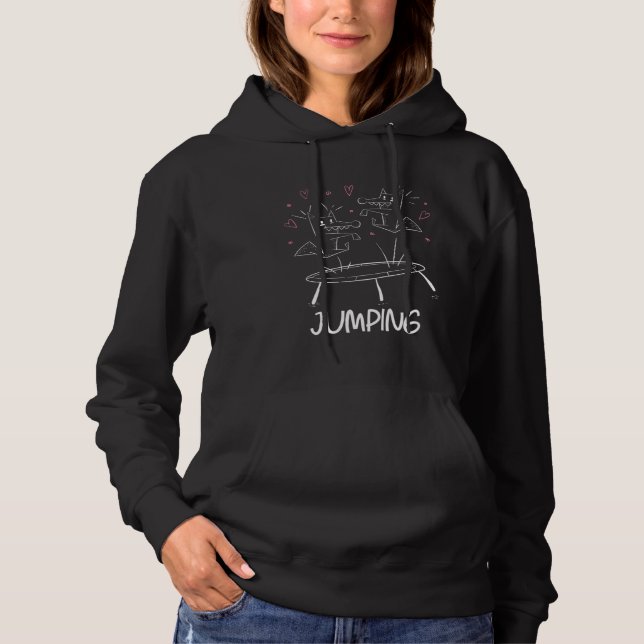 Funny Foxes Jumping In Trampoline Bouncy Trampolin Hoodie (Front)