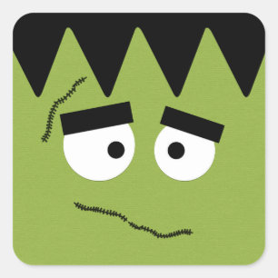 Funny Frankenstein Face for Halloween Square Sticker