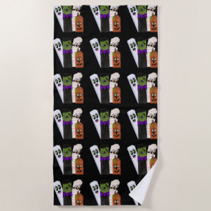 Funny Frankenstein Ghost Pumpkin Invisible Man Beach Towel