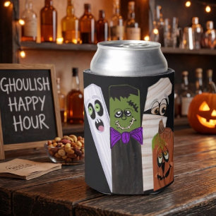Funny Frankenstein Ghost Pumpkin Invisible Man Can Cooler