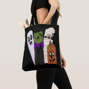 Funny Frankenstein Ghost Pumpkin Invisible Man Tote Bag