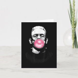 Funny Frankenstein Monster Blowing A Bubble Gum Ha Card