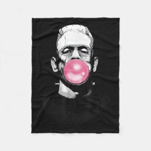 Funny Frankenstein Monster Blowing A Bubble Gum Ha Fleece Blanket