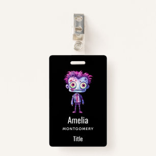 Funny Frankenstein Monster Halloween Fun ID Badge