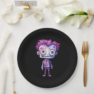 Funny Frankenstein Monster Halloween Fun Paper Plate