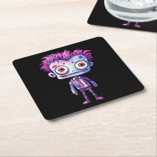 Funny Frankenstein Monster Halloween Fun Square Paper Coaster