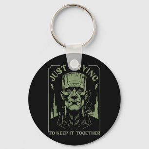 Funny Frankenstein Monster Trying to Keep Together Key Ring