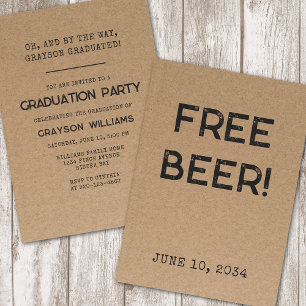 Funny Free Beer 2024 Graduation Party Invitation