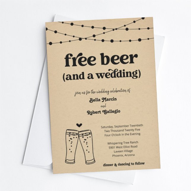 Funny Free Beer Theme Wedding Invitation (Creator Uploaded)