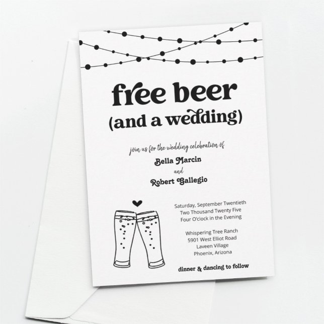 Funny Free Beer Theme Wedding Invitation (Creator Uploaded)