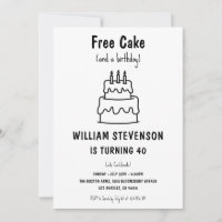 Funny Free Cake Joke Simple Quirky 40th Birthday