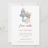 Funny Free Cake Minimalist Wedding RSVP