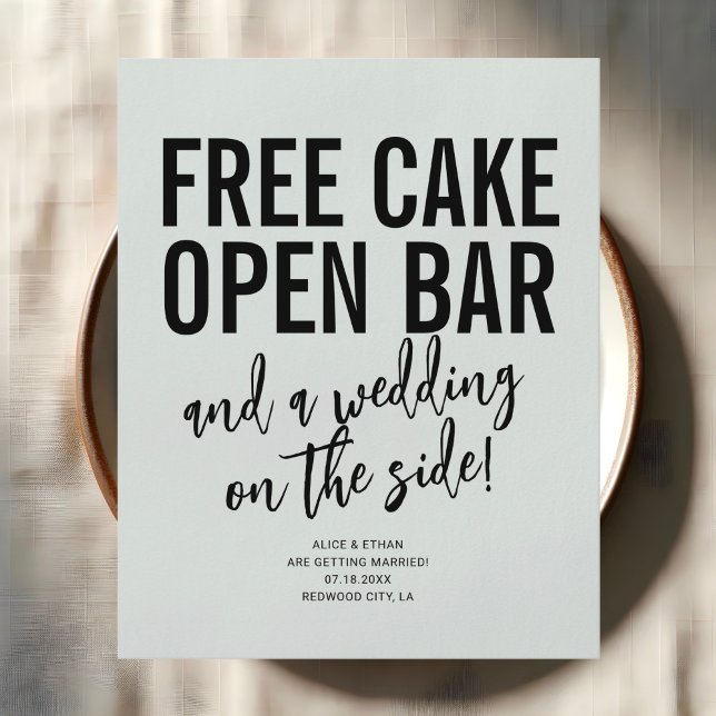 Funny Free Cake Open Bar Wedding Save The Date Flyer (Creator Uploaded)