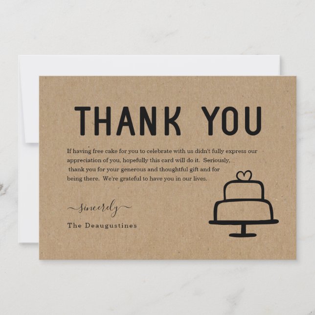 Funny Free Cake Thank You Card (Front)