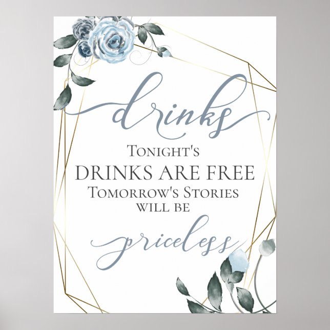 Funny Free Drinks Bar Menu Sign (Front)