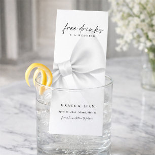 Funny Free Drinks Bow Modern Script Bookmark Save The Date