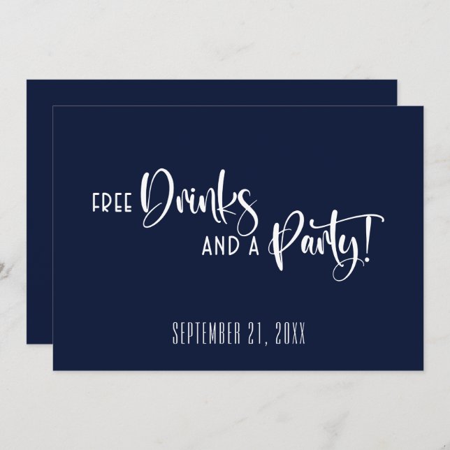 Funny Free Drinks Party Wedding Save The Date (Front/Back)