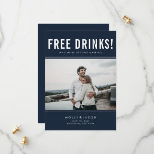 Funny Free Drinks Photo Navy Wedding Save the Date
