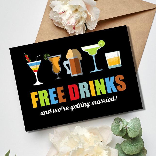 Funny Free Drinks Photo Wedding  Save The Date (Funny Free Drinks Photo Wedding Save The Date)