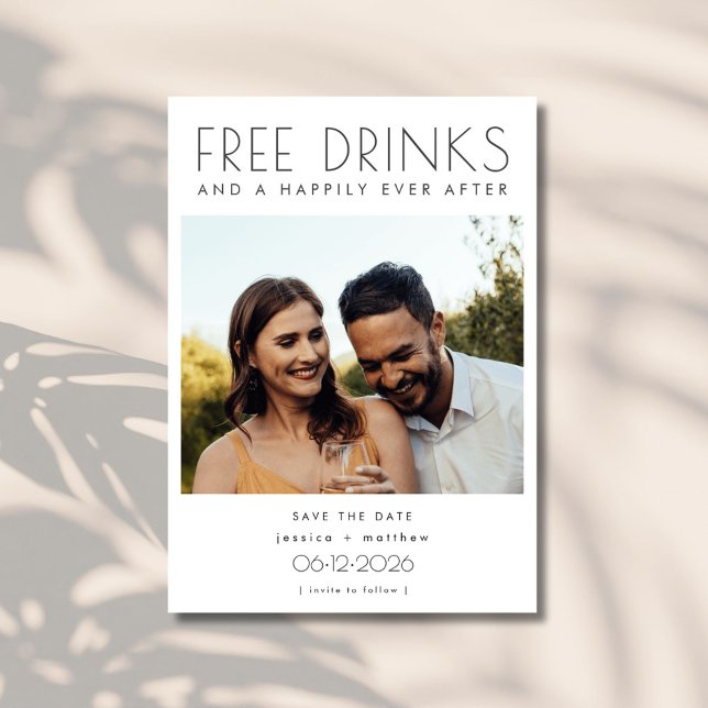 Funny Free Drinks Photo Wedding Save the Date (Funny Free Drinks Photo Wedding Save the Date)