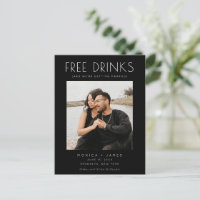 Funny Free Drinks Photo Wedding Save the Date
