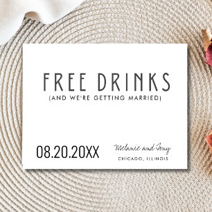 Funny Free Drinks Photo Wedding Save the Date Announcement Postcard
