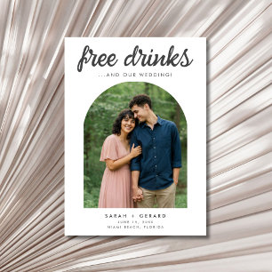 Funny Free Drinks Wedding Photo Save the Date