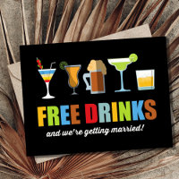 Funny Free Drinks Wedding Save the Dates
