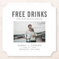 Funny Free Drinks Wedding Save the Dates