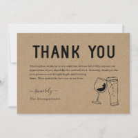 Funny Free Drinks Wine & Beer Thank You Card