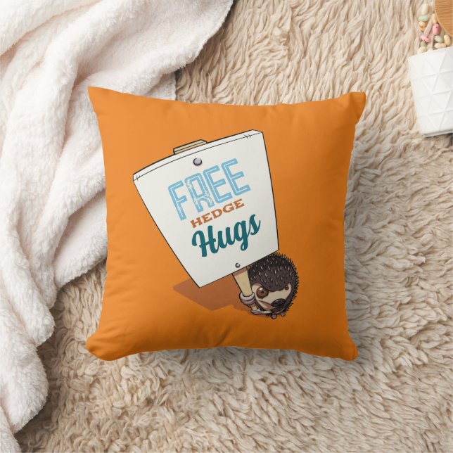 Funny Free Hedge Hugs Cute Hedgehog Cartoon Cushion (Blanket)