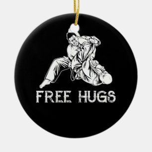 Funny Free Hugs Brazilian Jiu-Jitsu MMA BJJ Ceramic Ornament