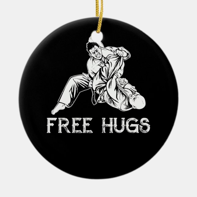 Funny Free Hugs Brazilian Jiu-Jitsu MMA BJJ Ceramic Ornament (Front)