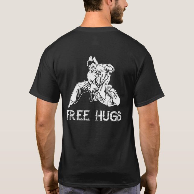 Funny Free Hugs Brazilian Jiu-Jitsu MMA BJJ T-Shirt (Back)