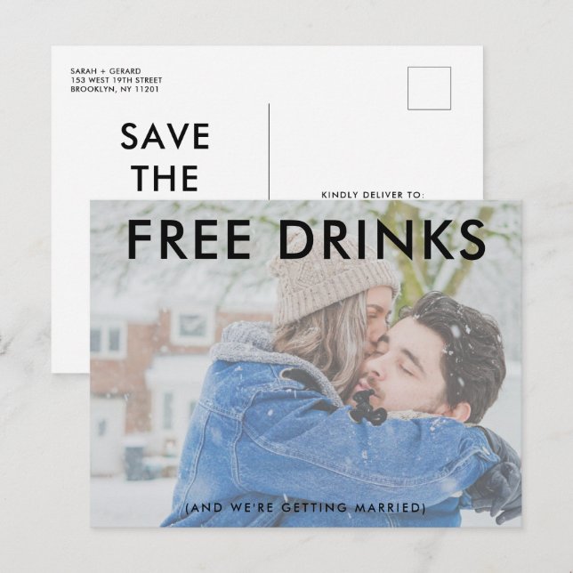 Funny Free Opaque Photo Wedding Save the Dates Announcement Postcard (Front/Back)