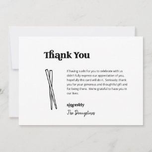Funny Free Sushi Wedding Thank You Card