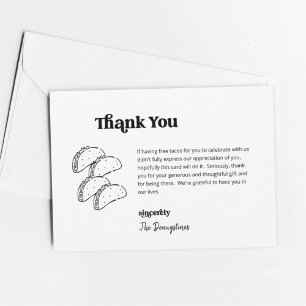 Funny Free Tacos Wedding Thank You Card