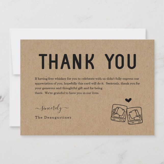 Funny Free Whiskey Thank You Card (Front)