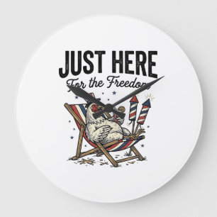 Funny Freedom Rooster Vintage Patriotic Shirt_1 Large Clock