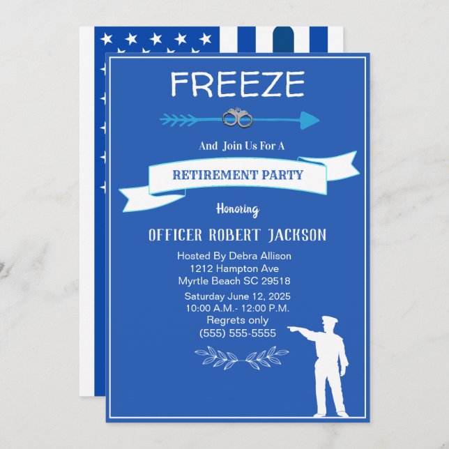 Funny Freeze Police Retirement Invitation (Front/Back)
