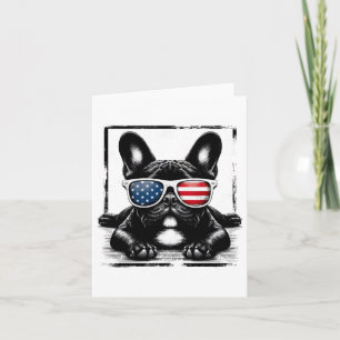 Funny French Bulldog American Flag 4th Of July Fre Card