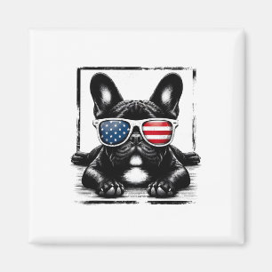 Funny French Bulldog American Flag 4th Of July Fre Magnet